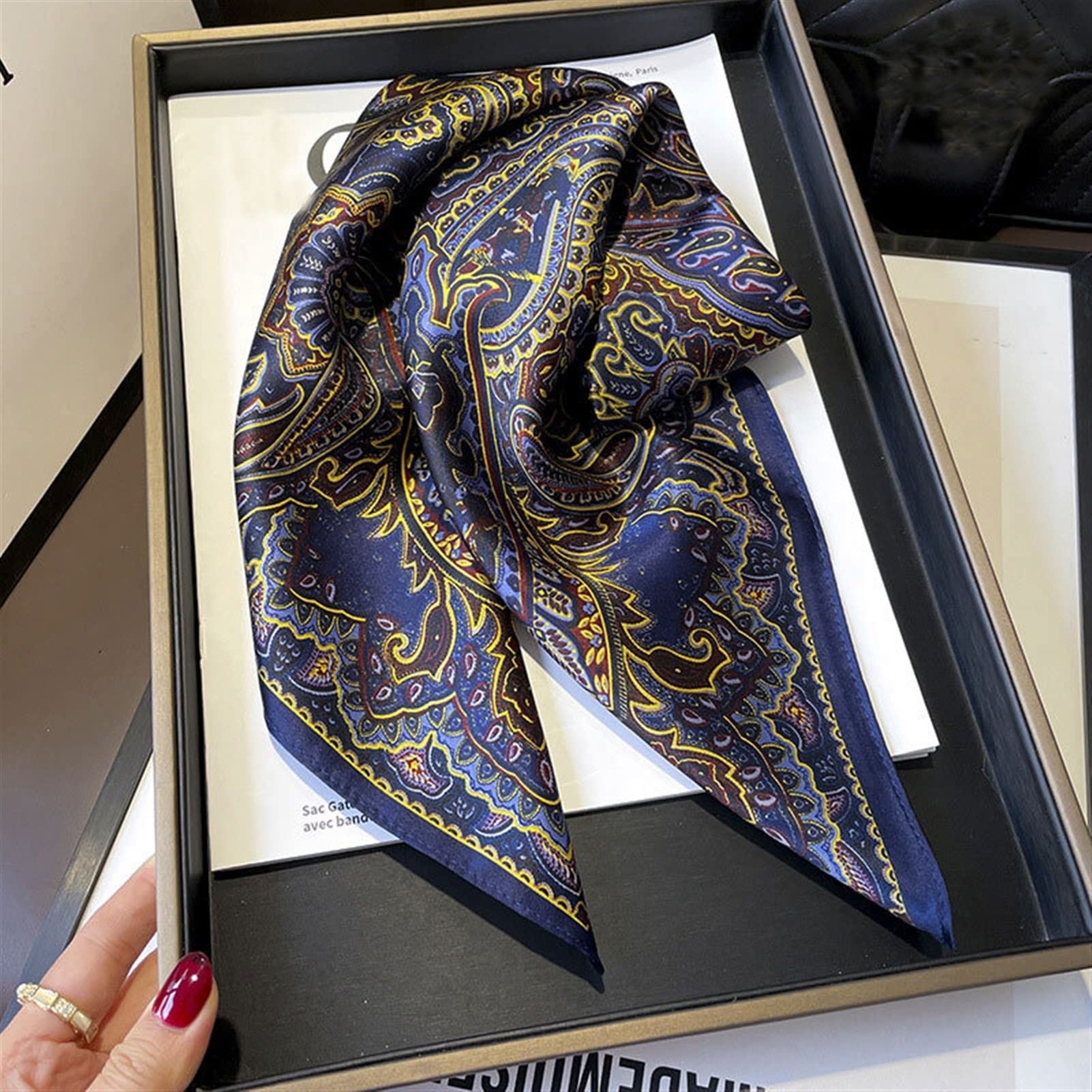 Pañuelos Mujer Bufanda de Seda Natural Wraps Whaps Mujeres Bufandas Bufandas Cuello Pelo Foulard Bandana Plaza Diadema Hijab Bufandas de Moda (Color : Dark Khaki, Size : 68x68cm)
