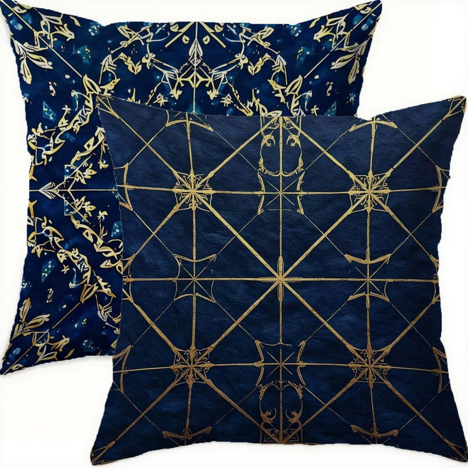 Housse coussin imperméable 60x60 bleu à fermeture éclair