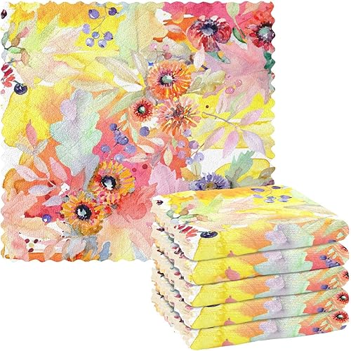 Wildflower Watercolor Microfiber Hand Towel Decor Funny Kitchen Tea Towels Absorbent Kitchen Towels Kitchen Hand Towels Coffee