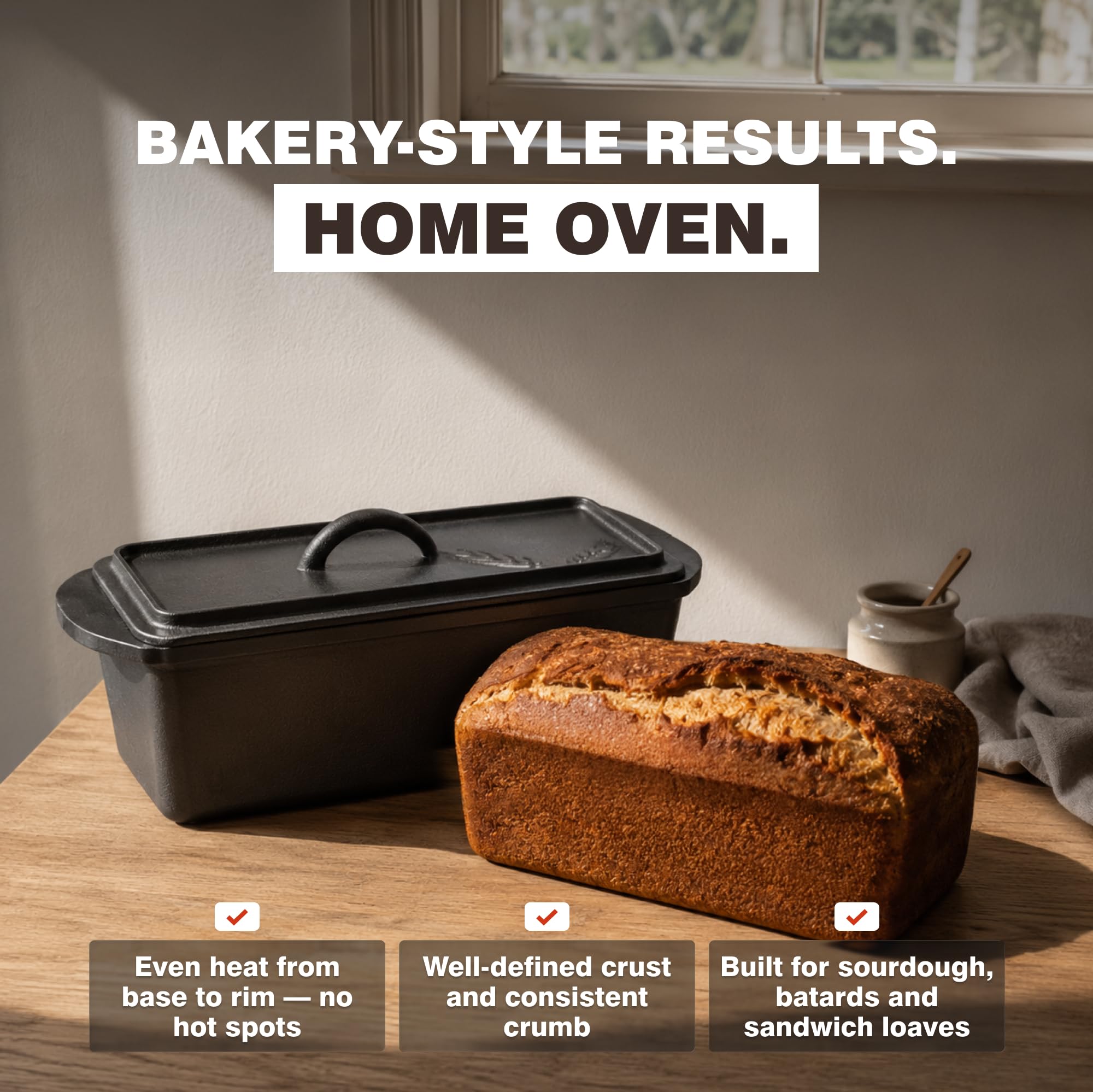 KUHA Molde de hierro fundido para pan – Molde rectangular versátil para sándwich, masa madre y panes artesanales perfectos – Calidad reliquia para panaderos modernos