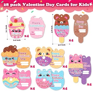 Aigybobo Valentines Day Cards for Kids Classroom, Valentines Gifts Cards with Dessert Squishy Toys Keychains, Kids School Class Valentines, Classroom Exchange Prizes & Party Favors for Boys Girls