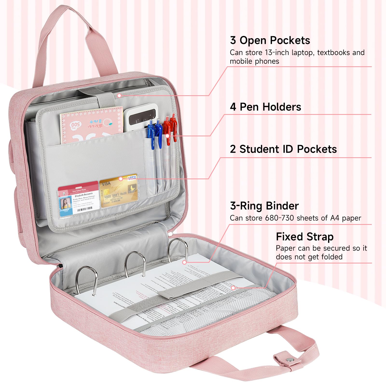 Amazon.com : Zipper Binder 3 Ring, 700 Sheets Capacity, Binder 3