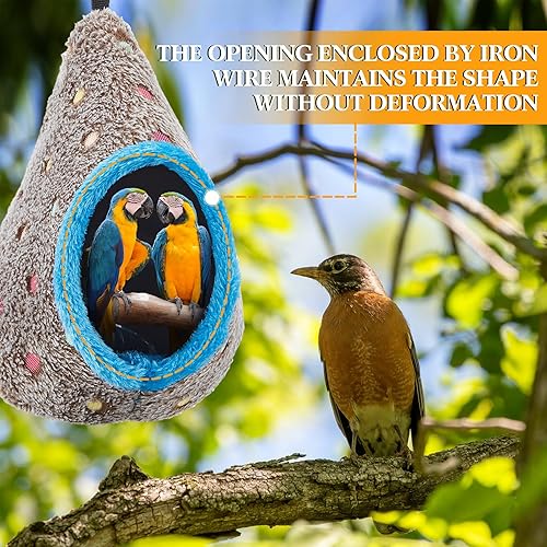 Miniatura 2 de Suzile 2 piezas de invierno cálido nido de pájaro colgante hamaca de felpa cama para pájaros para jaula con apertura fija para mantener la forma,