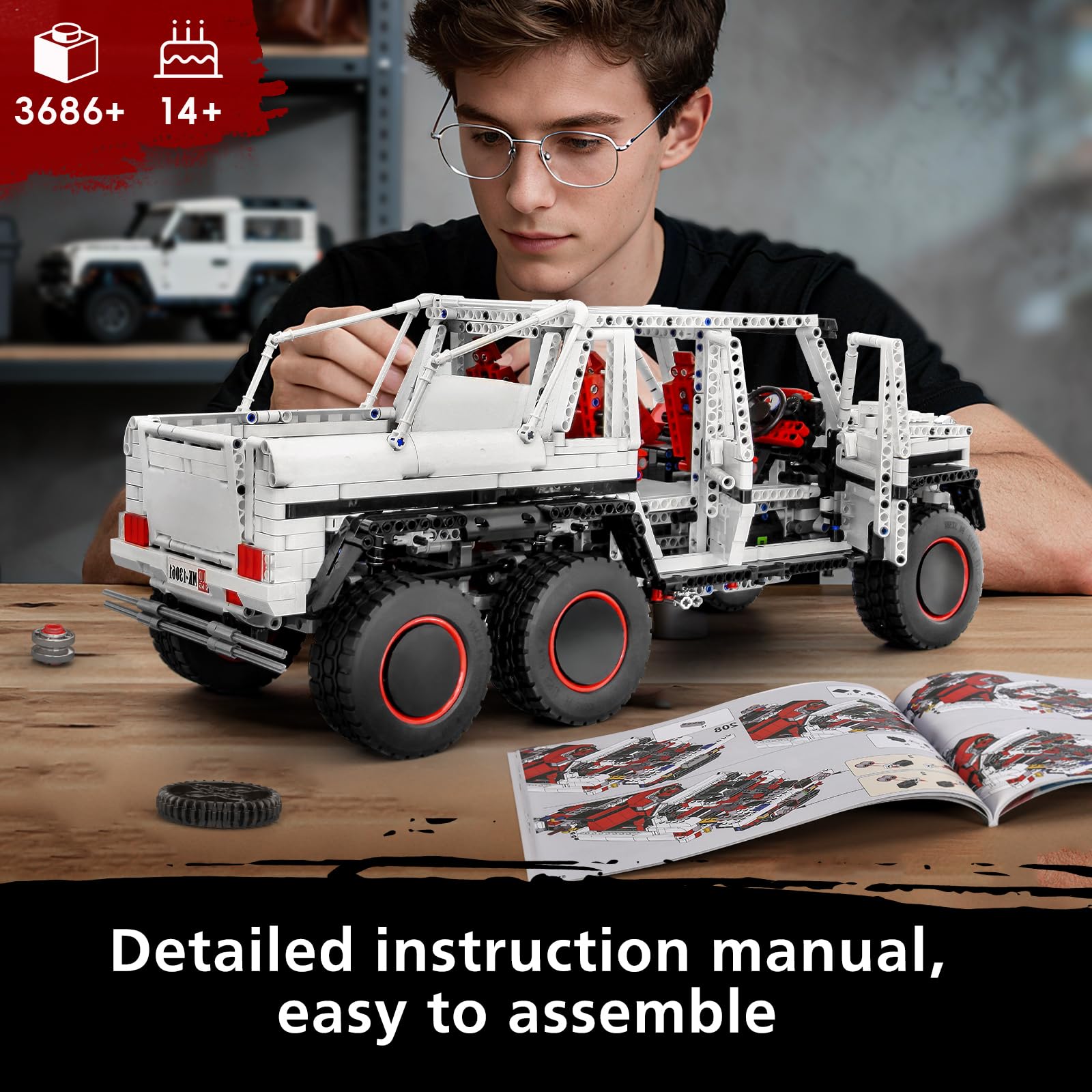 Mould King 13061 Technik Jeu de Construction de véhicule Tout-Terrain, Jouet de Construction de véhicule Tout-Terrain avec Moteur et télécommande, Blocs de Construction Cadeau pour Adultes