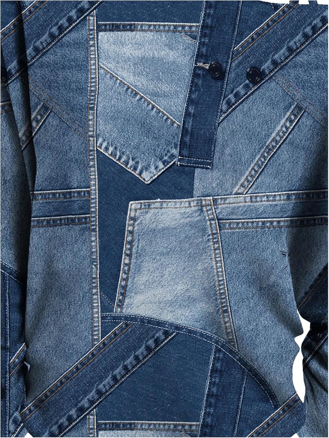 Women's Cold Off Shoulder Denim Print T Shirt Long Sleeve Loose Graphic Tee Tops - Image 4