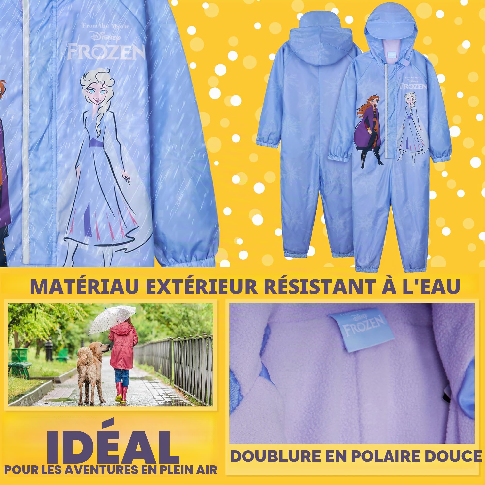 Get Trend Disney Combinaison de Pluie Fille et Tout Petit Imperméable Enfant avec Capuche Polaire Vetement de Pluie