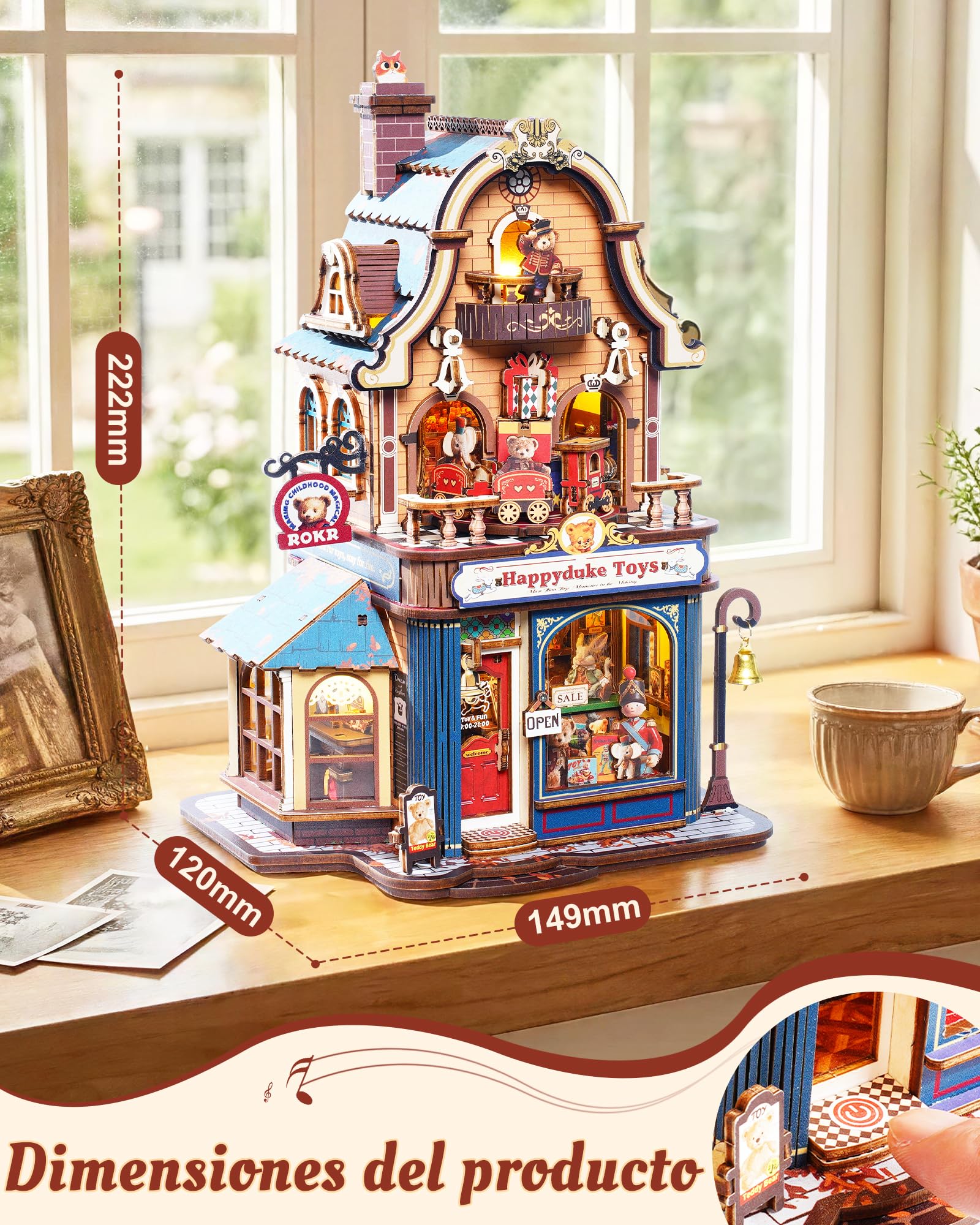 ROKR Happyduke Toy Shop Puzzle 3D de Madera para Adultos, EAM01 | Regalo para adultos,Miniatura decorativa para escritorio
