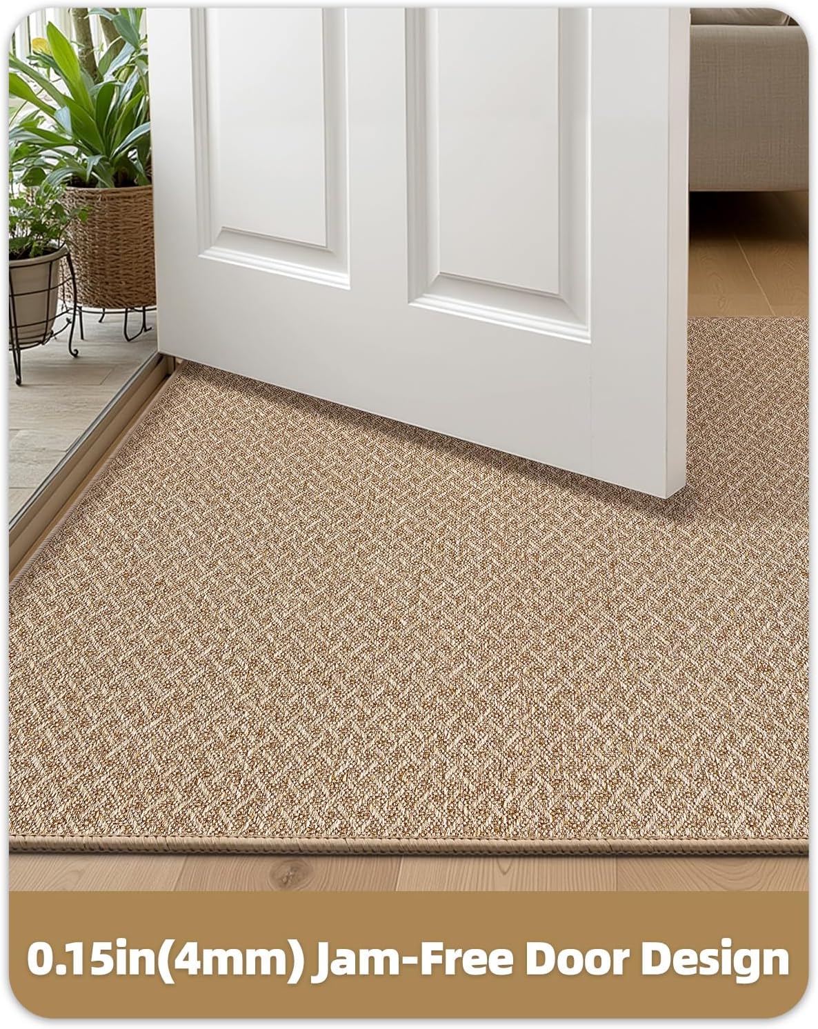 Color&Geometry 17"x30" Small Ultra Thin Indoor Door Mat Non Slip Rubber Backed Dirt Trapper(Rolled-up NO Creases), Rugs for Entryway, Front Door Mat Indoor Washable Low-Profile Entry Mat, Khaki