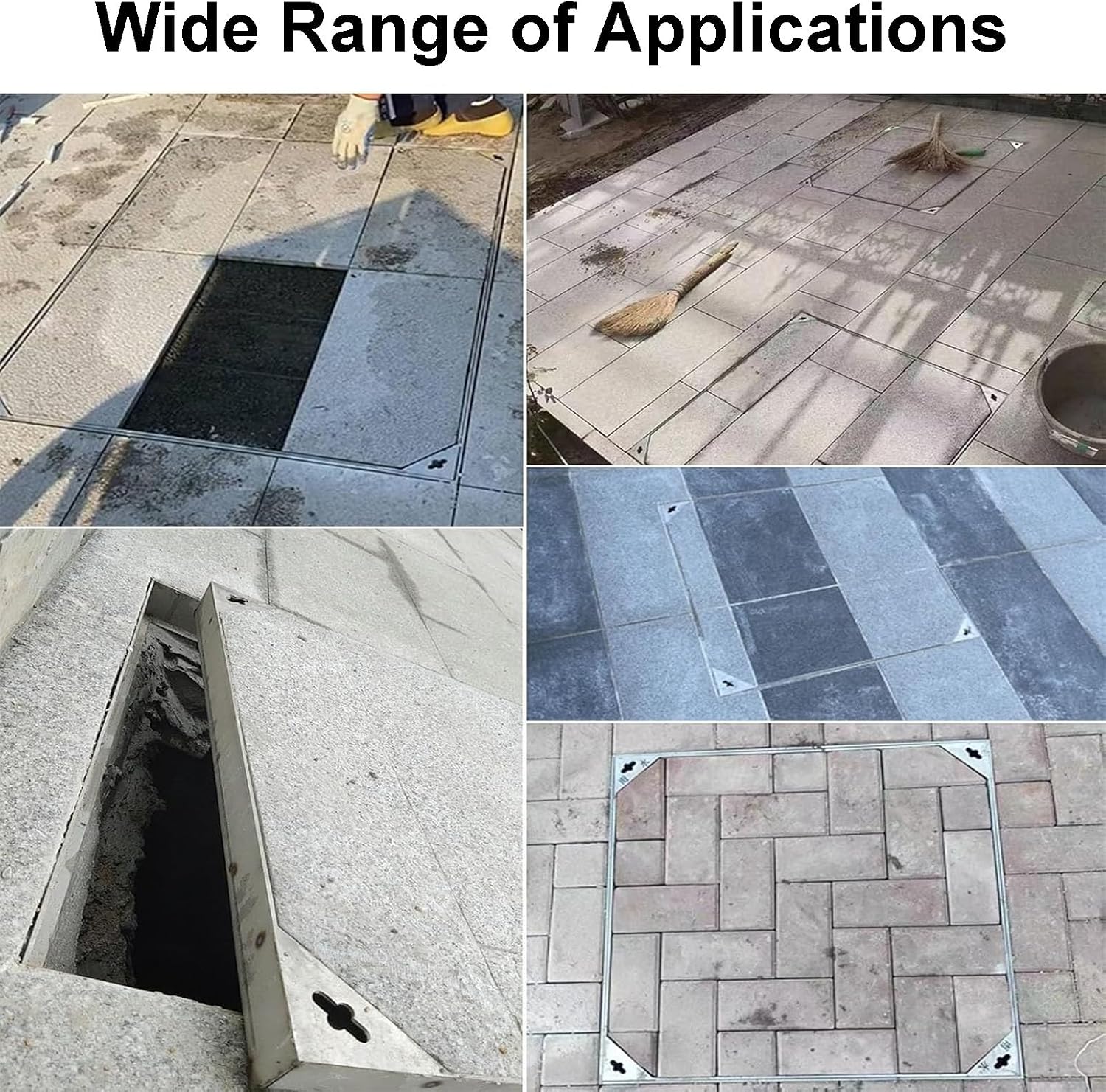 Invisible Stainless Steel Access Cover, Square Flush Floor Hatch, 900x600mm (35.4x23.6in), Durable Septic Tank Lid, Heavy-Duty t Frame, Secure and Stylish Design
