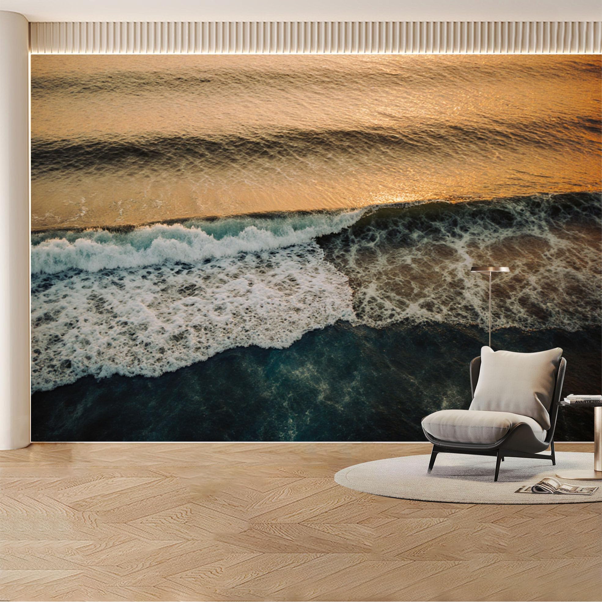 Custom Wall Mural Wallpaper Ocean Wave， Landscape Nature 3D Effect Wall Decor Removable SelfAdhesive Large Photo for Living Room， Bedroom， Office