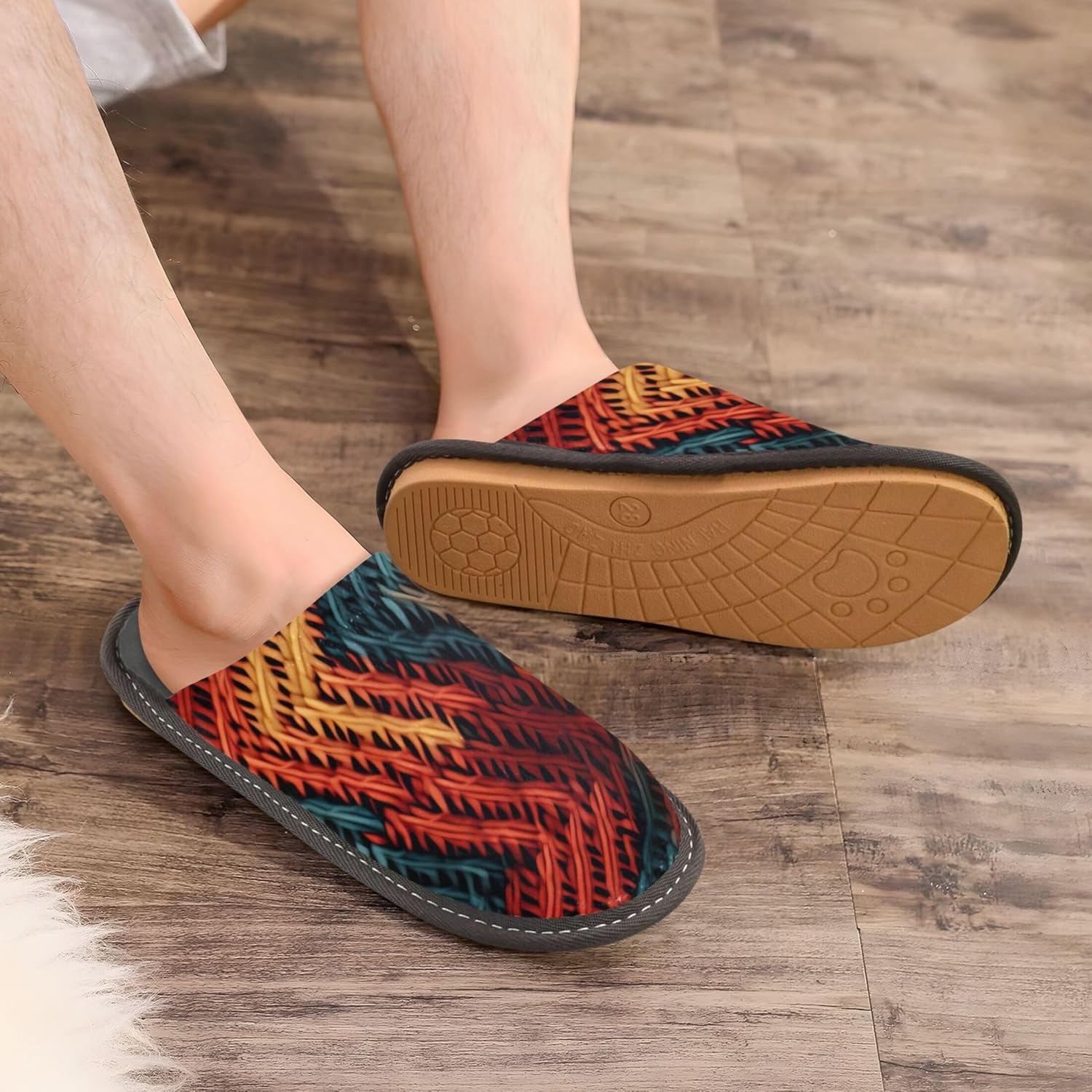 1 Wavy Texture House Slippers – Cozy Fuzzy Slippers for Guests, Washable & Disposable, Perfect for Shoeless Home, Spa & Hotel Use A112868