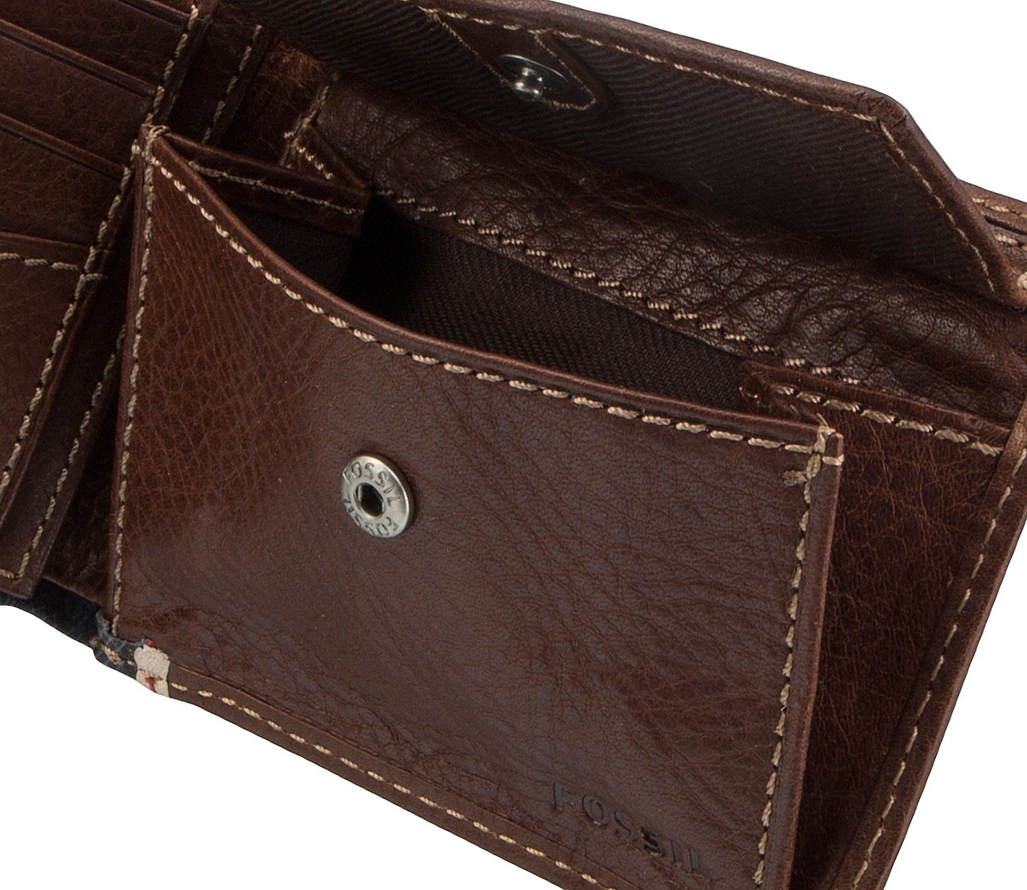 Fossil Brieftasche für Herren Elgin, 100% Leder Trifold braun 12  