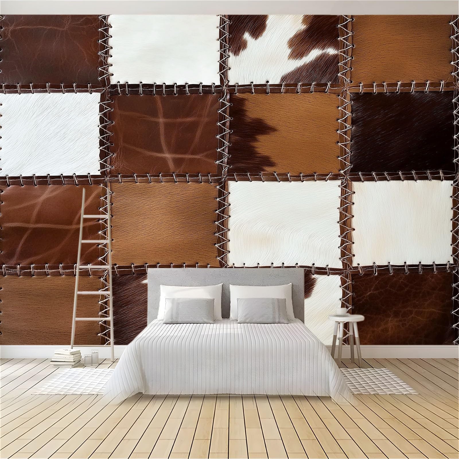 Papel pintado fotográfico vintage de fieltro, 250 x 175 cm, para dormitorio, salón, 3D rústico, geométrico, cuadrados, XXL, diseño moderno