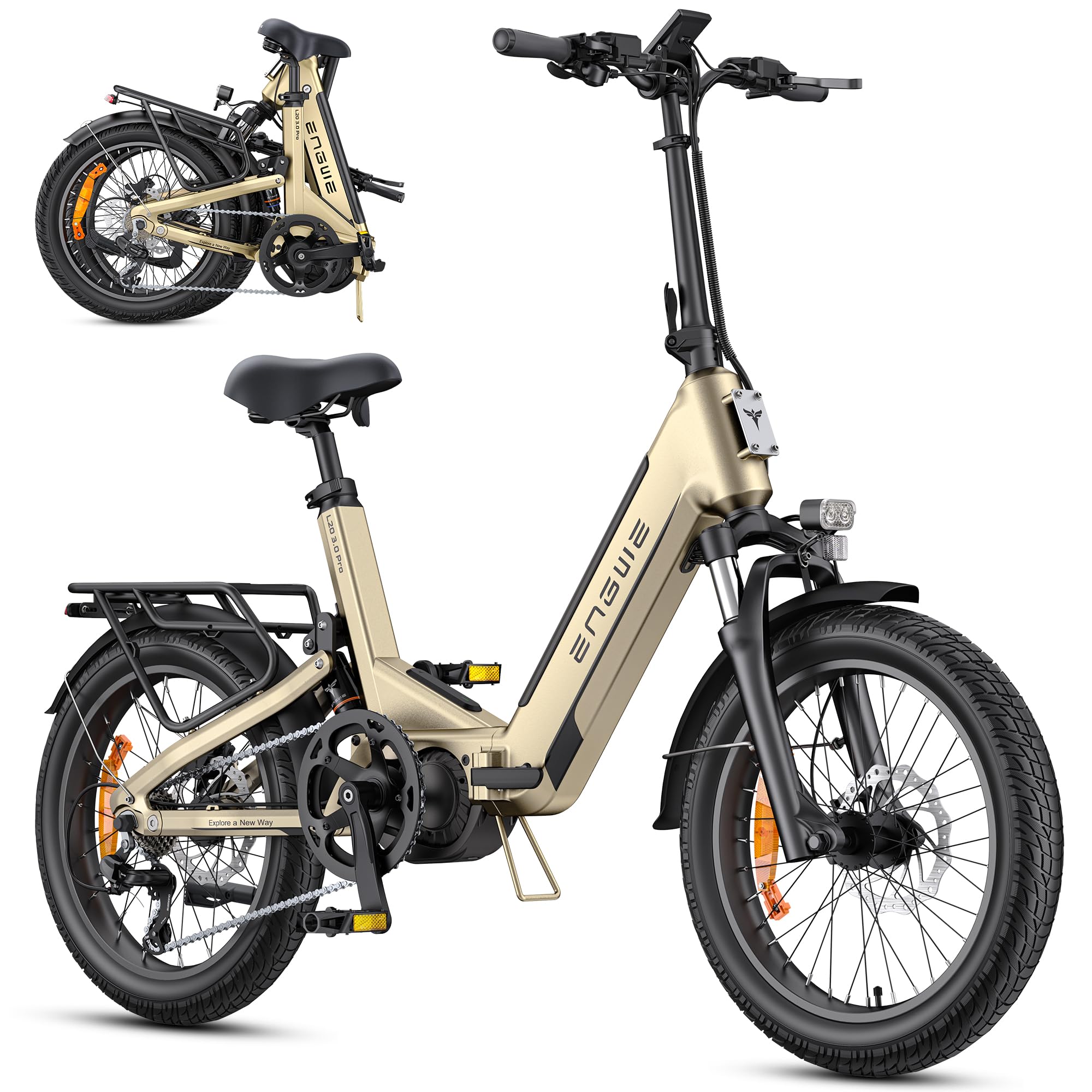 ENGWE L20 3.0 Pro E-Bike mit APP & IoT, 250W Mittelmotor und 48V 15Ah Akku bis 160KM, Unterstützt 2-Stündiges Schnellladen mit Hydraulischen Bremsen Ausgestattet und Drehmomentsensor