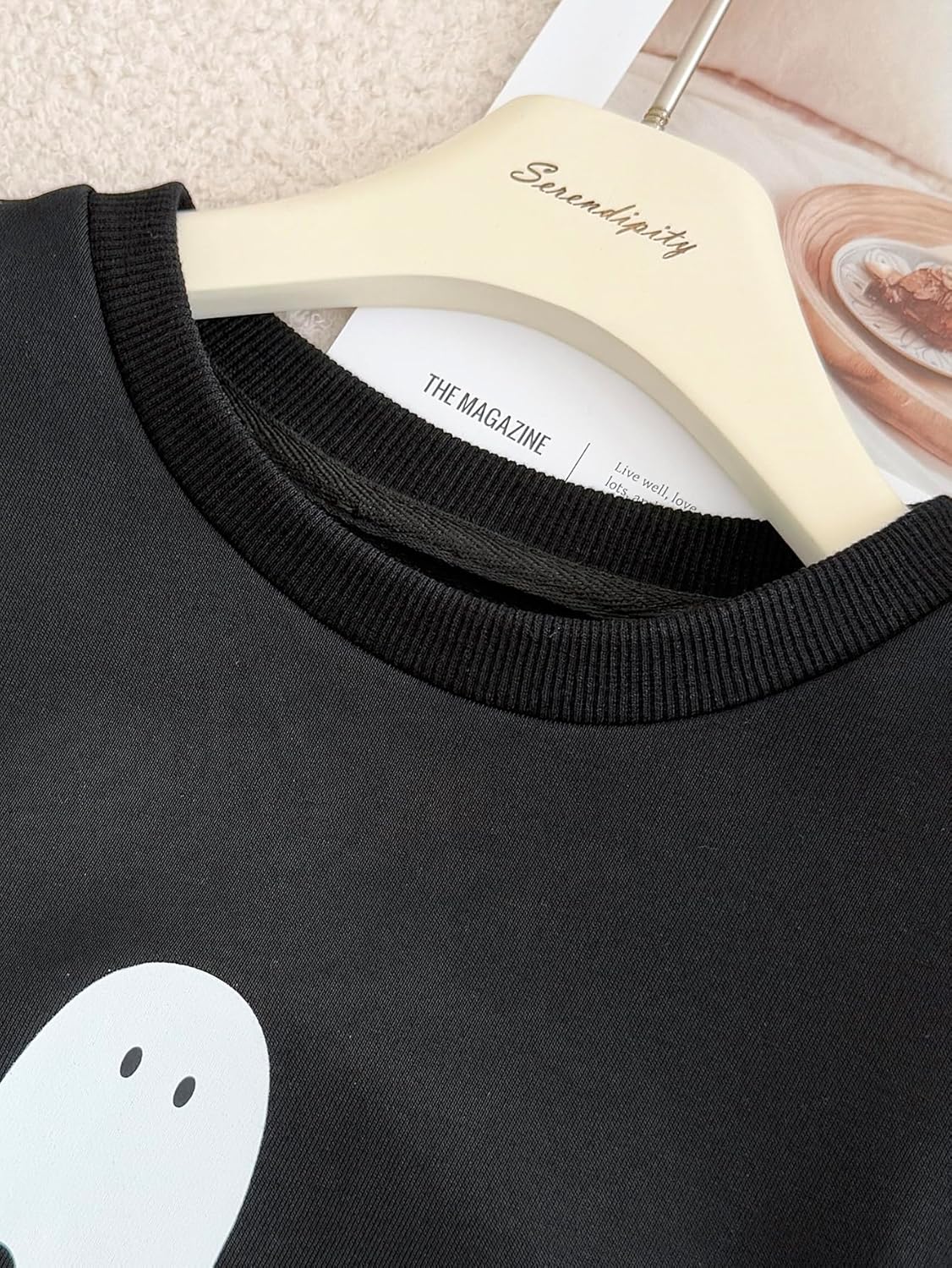 NEW 6-14Y Girls Cute Ghost Graphic Sweatshirt Cotton Soft Pullover Casual Fall Tops - Image 4