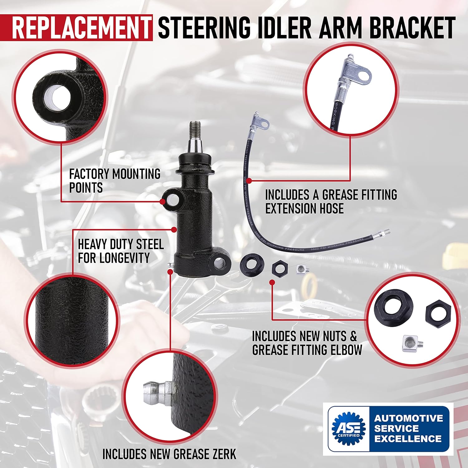 Replacement Steering Idler Arm Bracket, Compatible with Chevy, GMC and Hummer Vehicles - 1999-2018 - Escalade, Silverado 1500, Suburban 2500, Tahoe, Sierra 3500, Yukon XL 1500, H2 - Replaces K6723