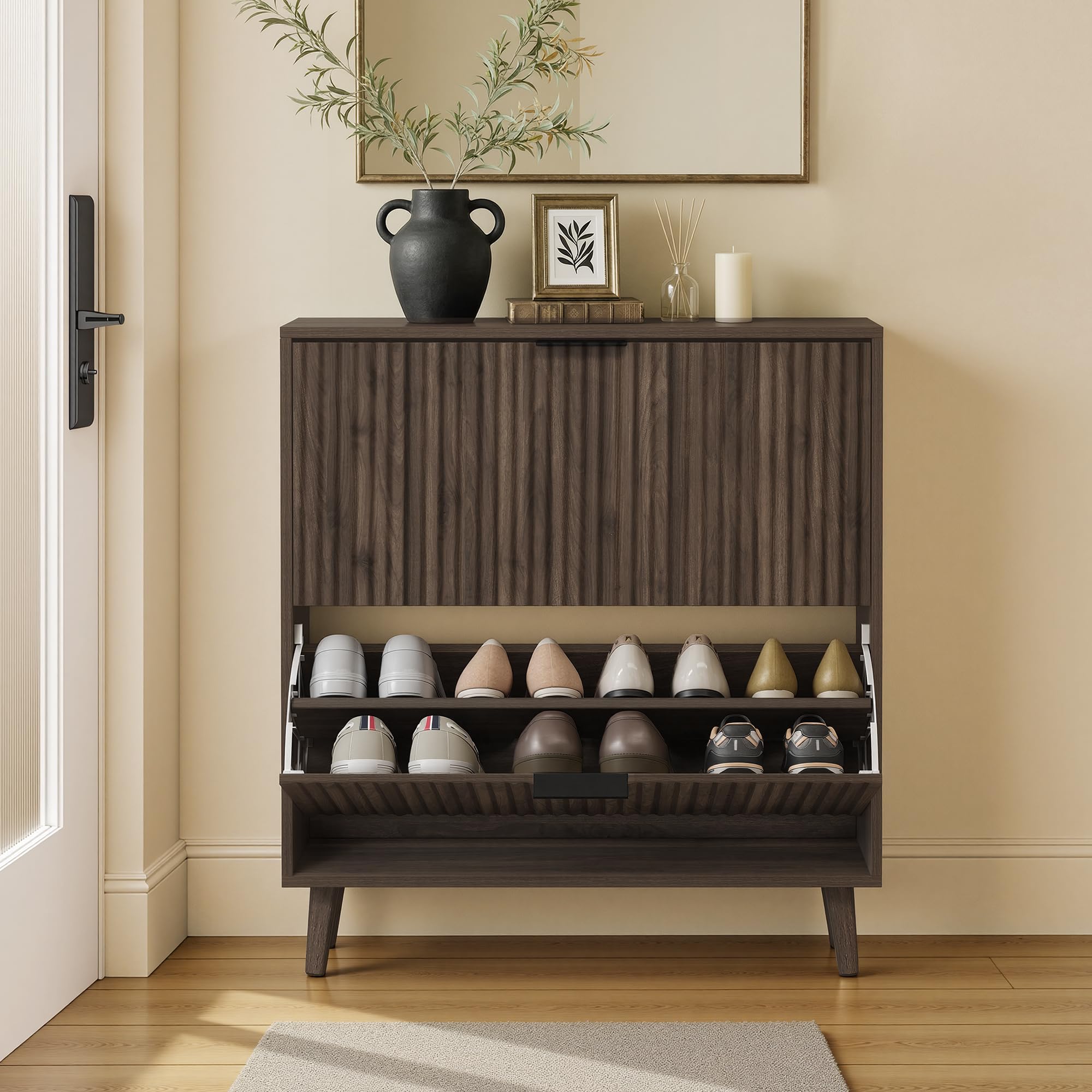 Photo 1 of ***MISSING HARDWARE***
VASAGLE Shoe Storage Cabinet with 2 Flip Drawers