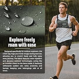 Muserise Outdoor Chest Bag For Men, EDC Chest Pack With Built-In Phone Holder, Lightweight Chest Rig Pouch (Olive new)