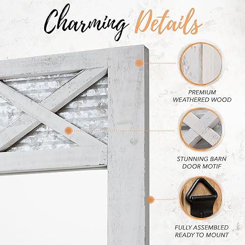Miniatura 3 de Autumn Alley Espejo de baño de granja, espejo rústico, tocador, baño y dormitorio, decoración de casa de campo, espejo de madera para puerta de