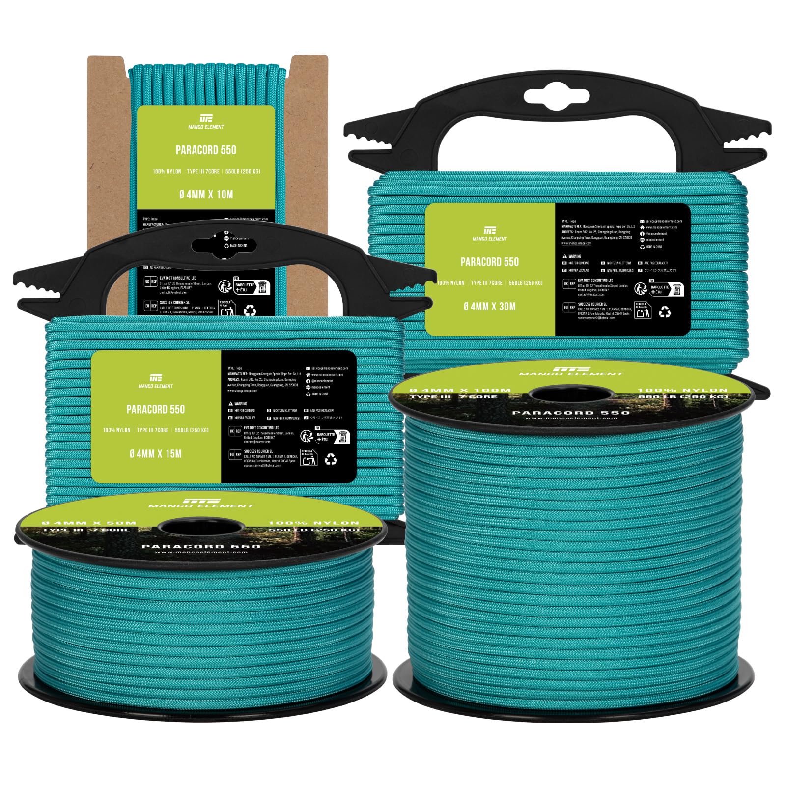 Manco Element 550 Paracord 4mm x 10m Cord Type III 7 Strands Rope