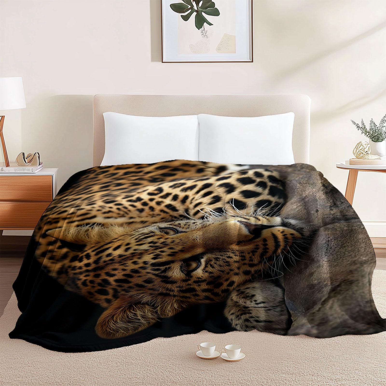 Decke Flanell 150 x 200 cm Geschenke für Frauen und Männer - Natur Tiere Fotografie Leopard Witzige Geschenke für Freunde zu Weihnachten und Geburtstag, Braunes