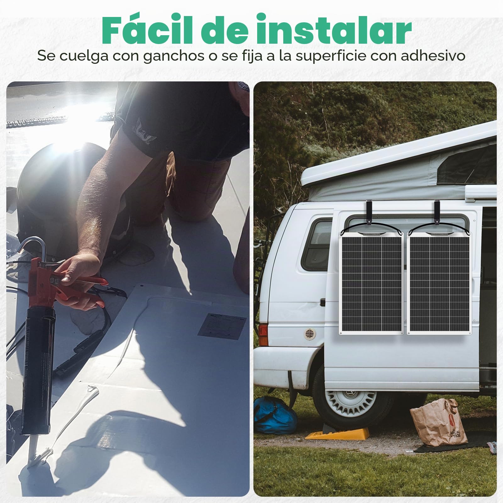 ECO-WORTHY - Kit de panel solar flexible (260 W, 12 V, sistema fuera de la red: 2 paneles solares flexibles 130 W, 30 A, pantalla LCD + 5 m, cable solar para caravana, autocaravana, barco, cabina