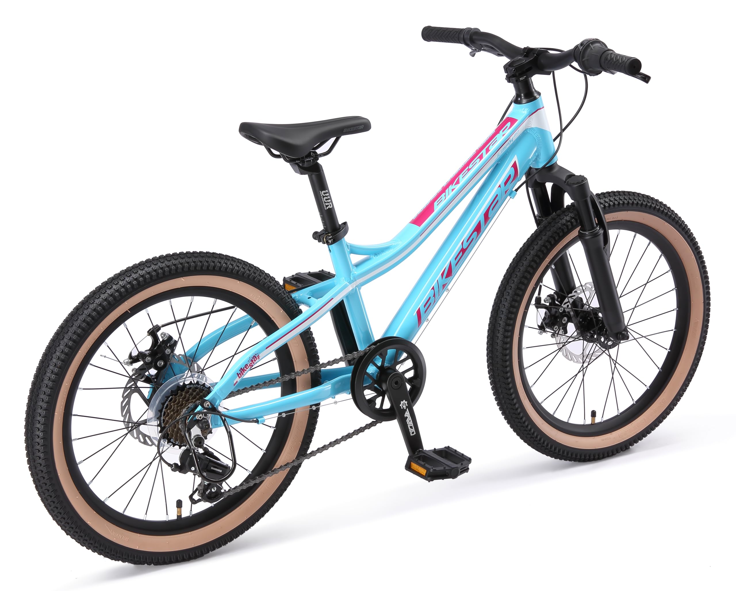 BIKESTAR MTB Mountain Bike Alluminio per Bambini 6-9 Anni | Bicicletta 20 Pollici 7 velocità Shimano, Hardtail, Freni a Disco, sospensioni