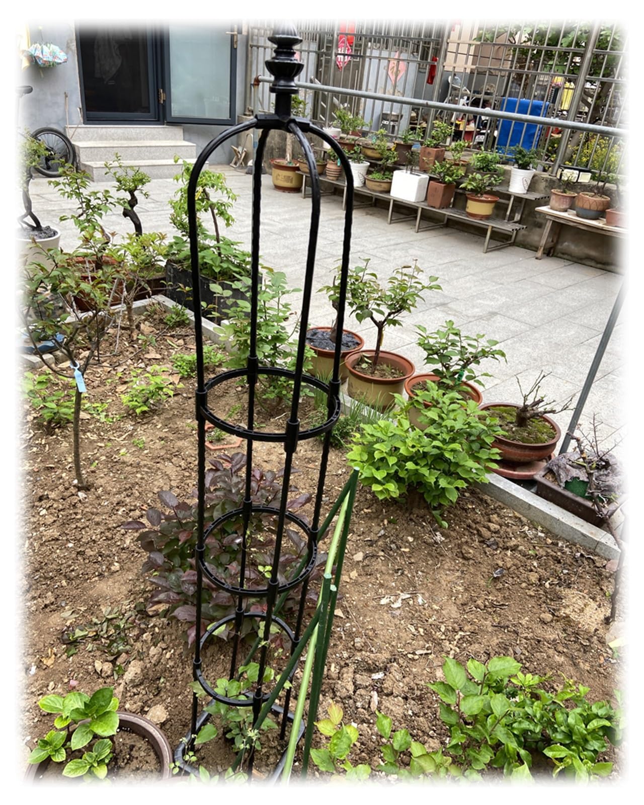 Garden Trellis For Climbing Plants Outdoor Tower Obelisk 90cm/120cm/150cm/180cm High Plant Support Vine Supports Rustproof Metal Tall Tower For Climbing Vines And Flowers Stands 1 Pack ( Color : Black
