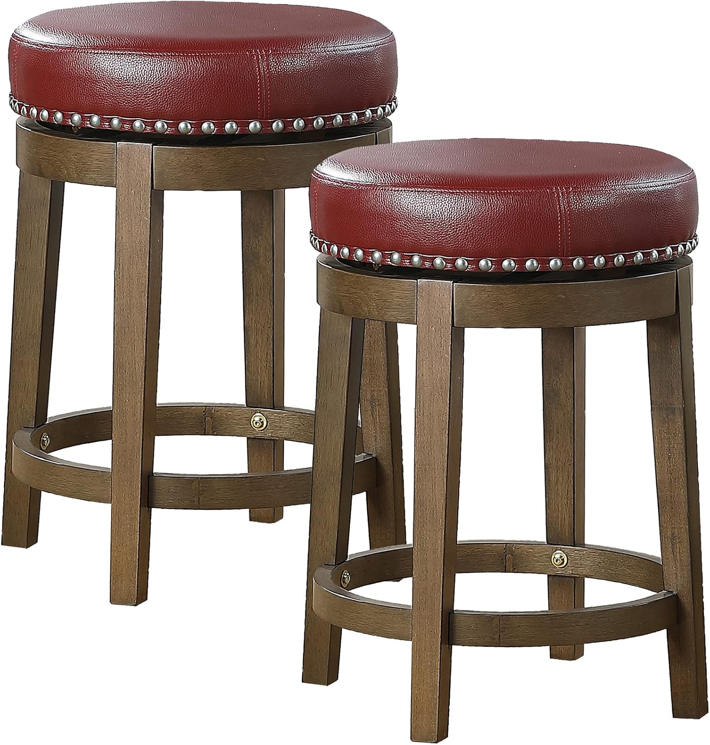 Andmakers Paran 25 in. Brown Backless Wood Frame Round