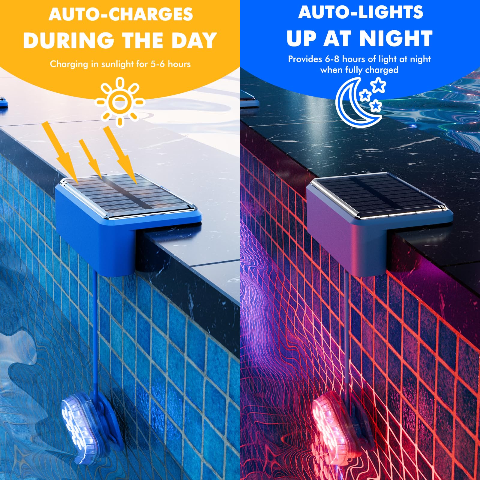 Quntis Luci Solari a Immersione IP68 Impermeabili per Piscina con Telecomando, LED RGBCW Subacquee Magnetiche per Esterno Laghetto Festa 2 Pezzi