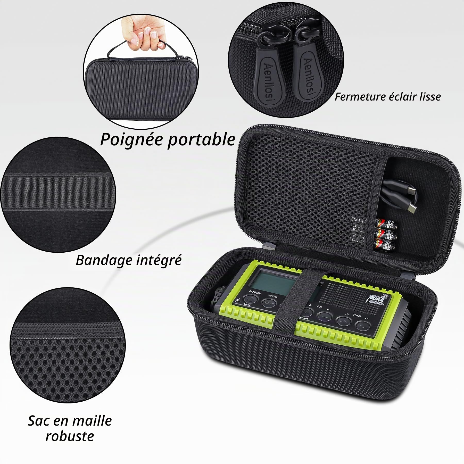 Aenllosi Étui Rigide de Protection pour Radio Dab, Noir Étui Seul | Ajustement Précis pour Radio Dab, Compatible aussi avec FM Portable & Radio Solaire Dynamo 5000mAh, Coque Rigide en EVA