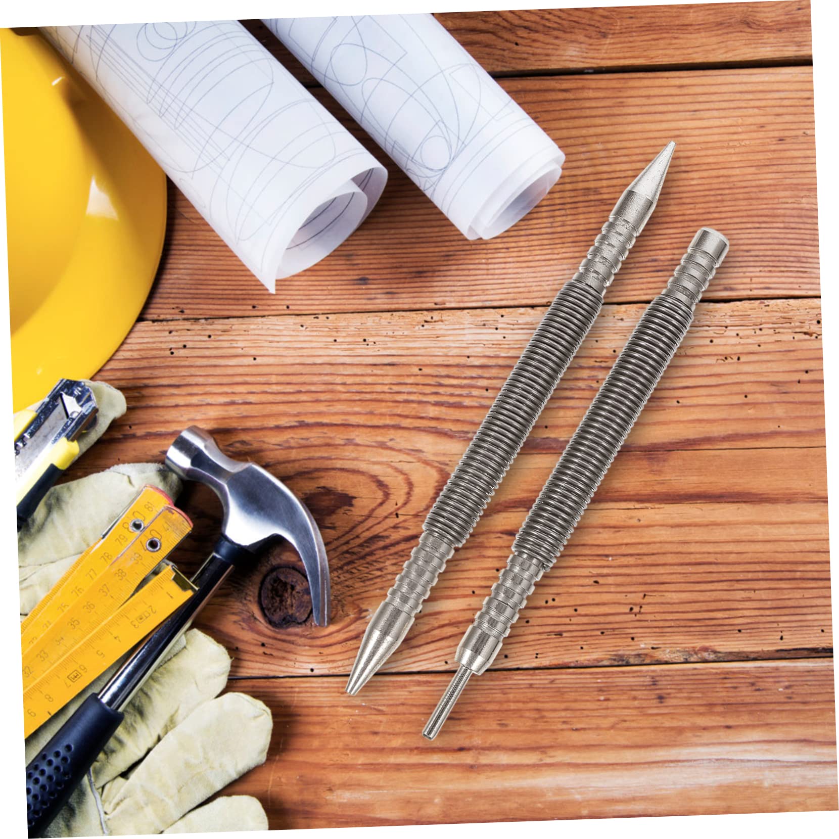 HEALEEP Spring Loaded Nail Punch Nail Set Tool 2pcs Set Strong Impact Easy to Carry for Glass Wood Metal