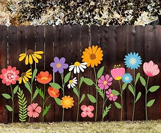 JarThenaAMCS 12Pcs Large Spring Wildflower Stencils Reusable Floral Plastic Drawing Templates for DIY Crafts Painting on Wood Wall Garden Fence