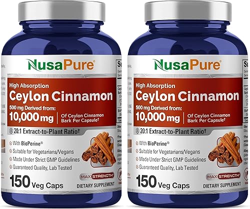 Miniatura 8 de NusaPure Extracto de canela de Ceilán 20:1, 500 mg equivalente a 10,000 mg por cápsula | 150 cápsulas vegetales | Sin OMG, vegano con bioperina