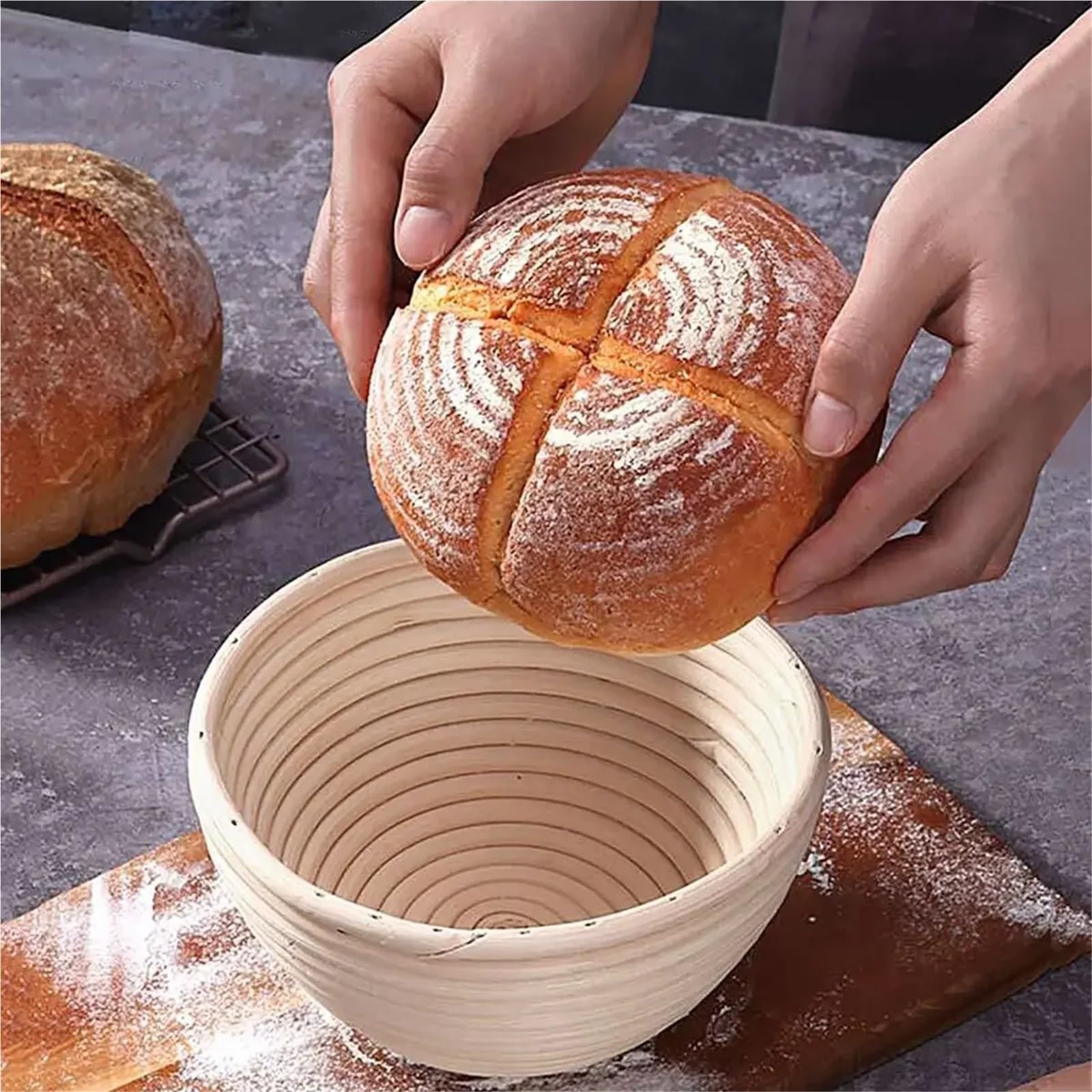 Cesta de fermentación masa, cestas a prueba pan, cesta mimbre Natural for panaderos caseros, 1 ud Para Pan