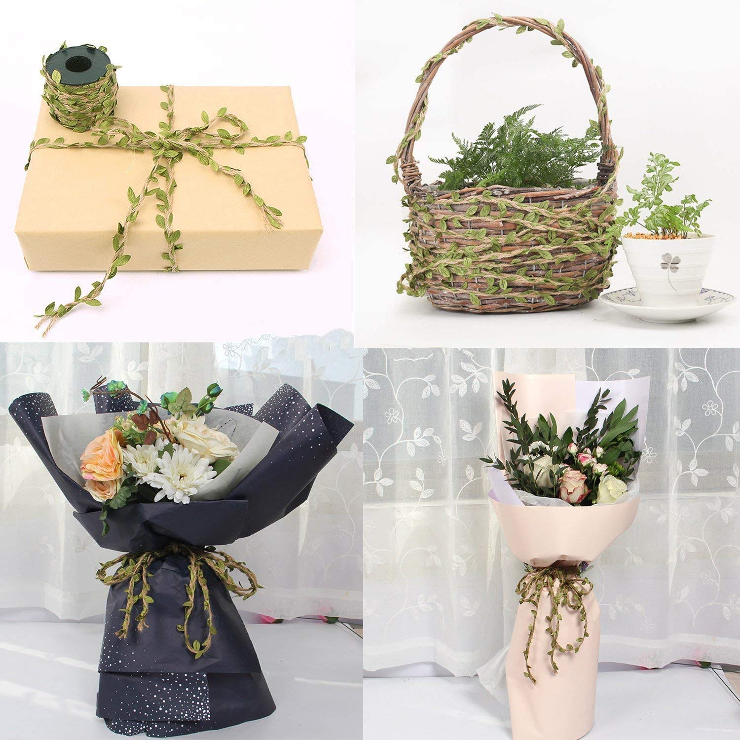 Ghirlanda Foglie Artificiali in Tessuto Yards Vite Decorativa