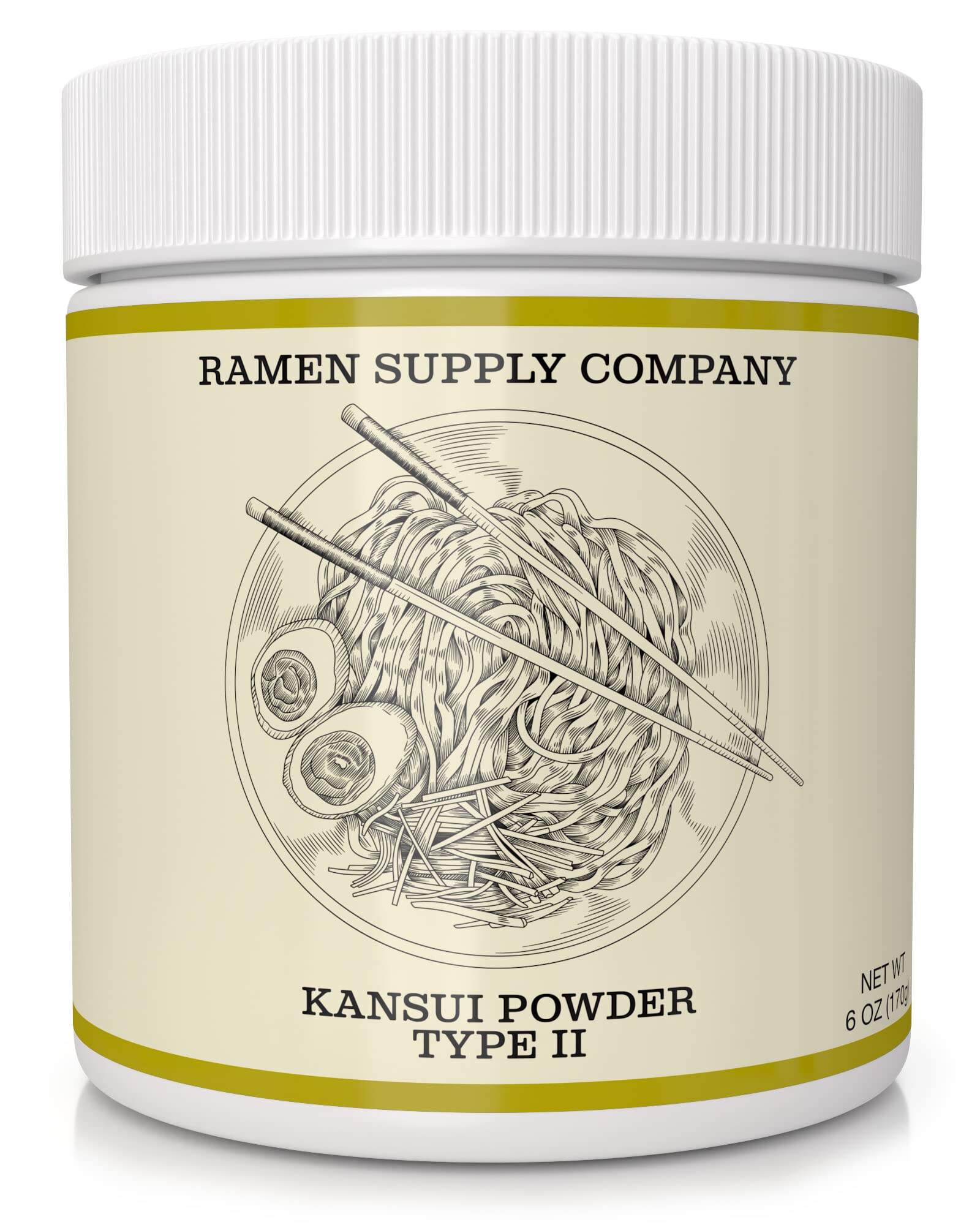 Kansui Powder for Making Fresh Ramen Noodles - Type 2 - Potassium Carbonate & Sodium Carbonate Blend (6 Oz)
