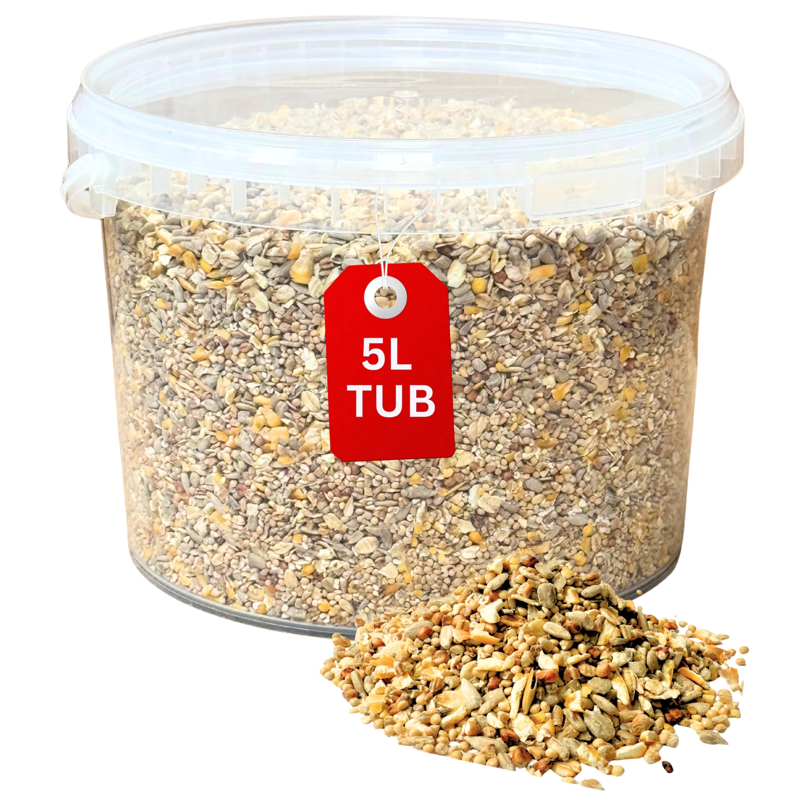 Beewarm Premium Wild Bird Food – No Mess Seeds For Garden Birds – High Energy Wild Food, No Mess Bird Feed For All Species (5l Tub, No Mess Mix Seeds)