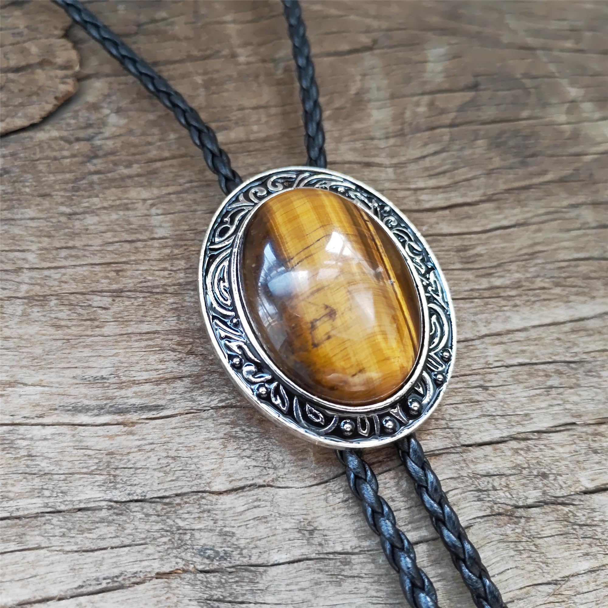 Krawaty vintage, Naszyjnik kowbojski(Tiger Eye Stone)