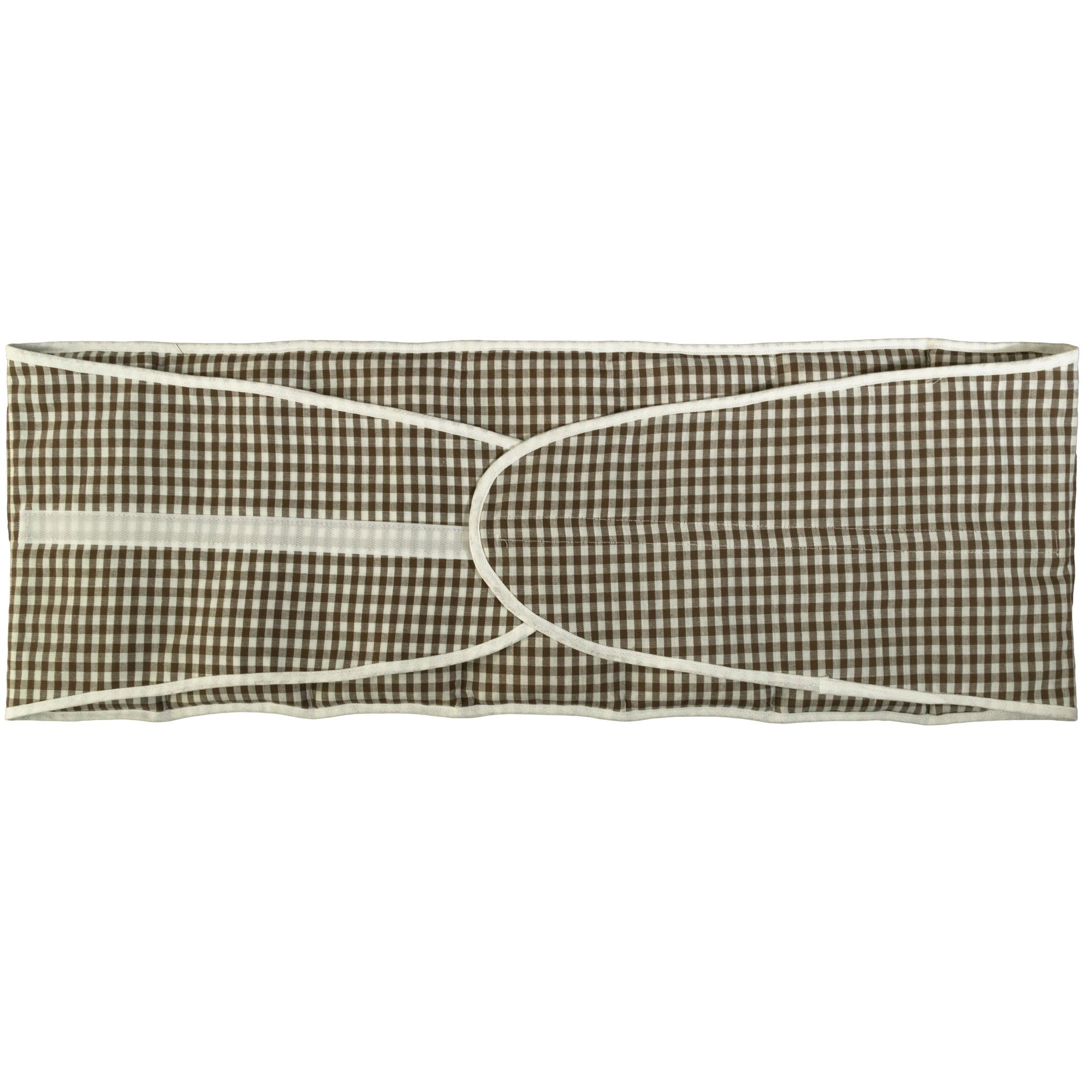 Bio-Dinkelkissen Wärmekissen Gürtel mit Klettverschluss - ca. 135cm - 7-Kammer - Rückenkissen Körnerkissen - braun-weiß