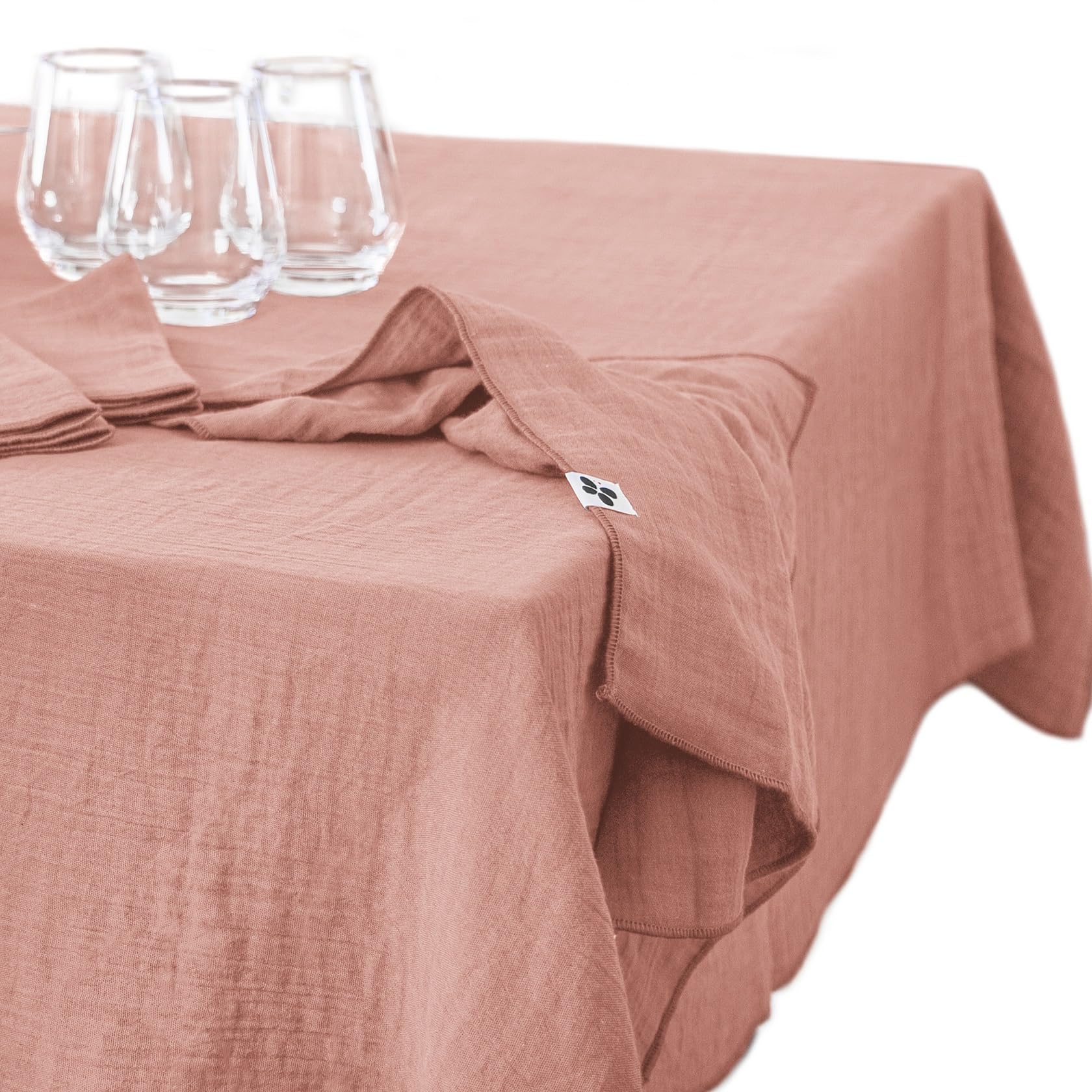 Nappe en gaze de coton rose 150x250 au tissage raffiné