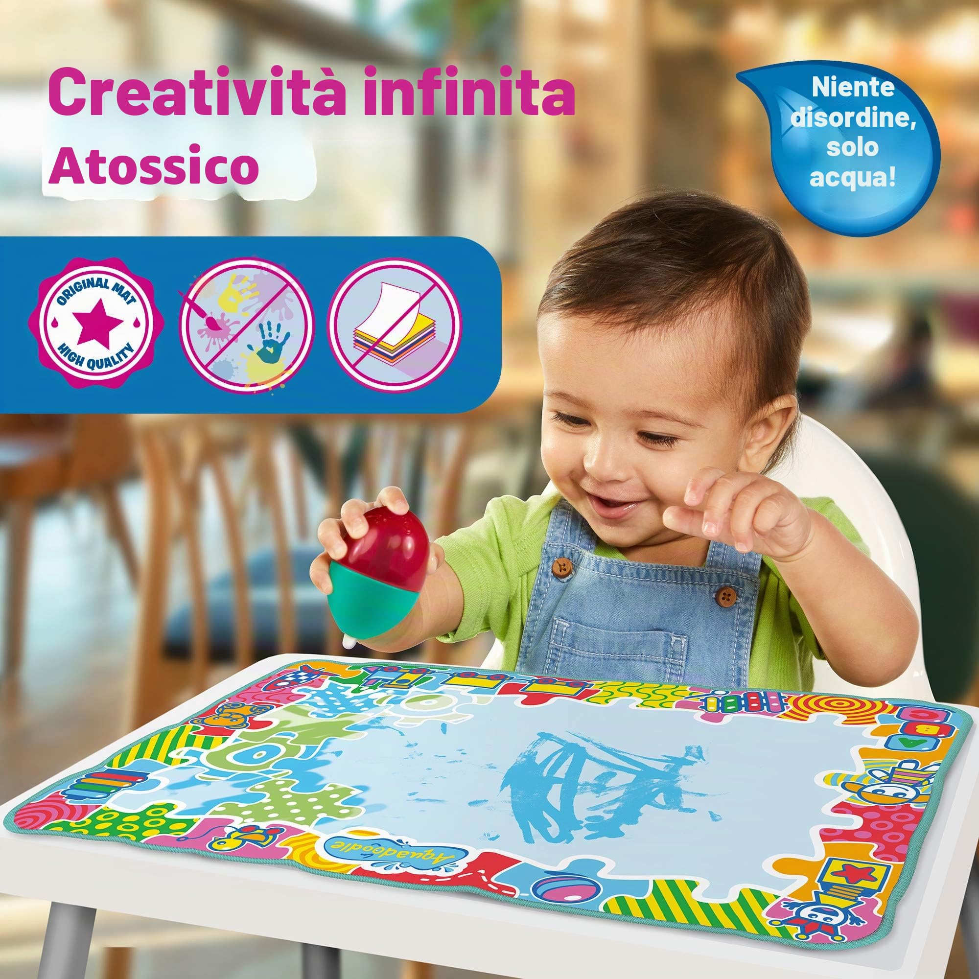 Aquadoodle Baby Water Doodle Mat, Official Tomy No Mess Colouring & Drawing Game, Baby Water Mat Suitable for Babies, Boys & Girls from 9 Months, 1, 2, 3 + Year Olds