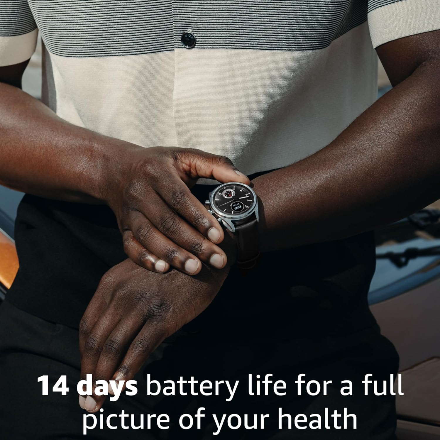 pininfarina Hybrid Sintesi Smart Watch, Heart Rate Monitoring, Fitness Tracker, Genuine Leather Strap, Sleep Monitoring, GPS Tracker, 30-Day Battery Life, Android & iOS Compatible