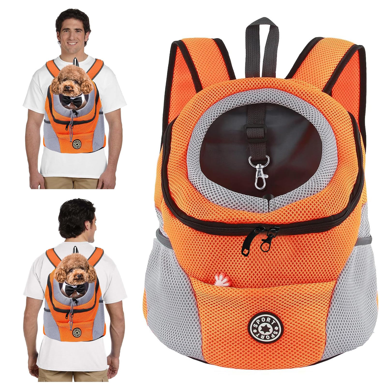 PETCUTE Mochila para Perros y Gatos,Transpirable,Mochila Transportadora para Perros con Correa de Seguridad,Mochilas Ajustable para Mascotas con Fondo Impermeable,Correa Acolchada para el Hombro