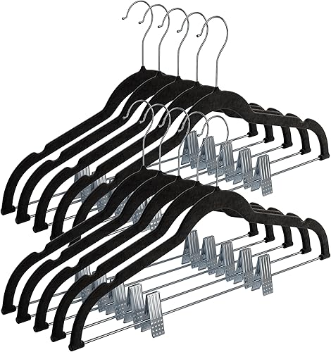 Miniatura 8 de Home-it 10 ganchos para ropa con pinzas ganchos de color marfil para colgar faldas pantalones