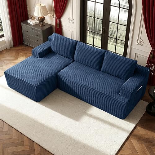 Vista 64 de Sofá modular moderno de 96 pulgadas para sala de estar, sofá modular tapizado, sin hueso, cómodo sofá nube con diván en forma de L