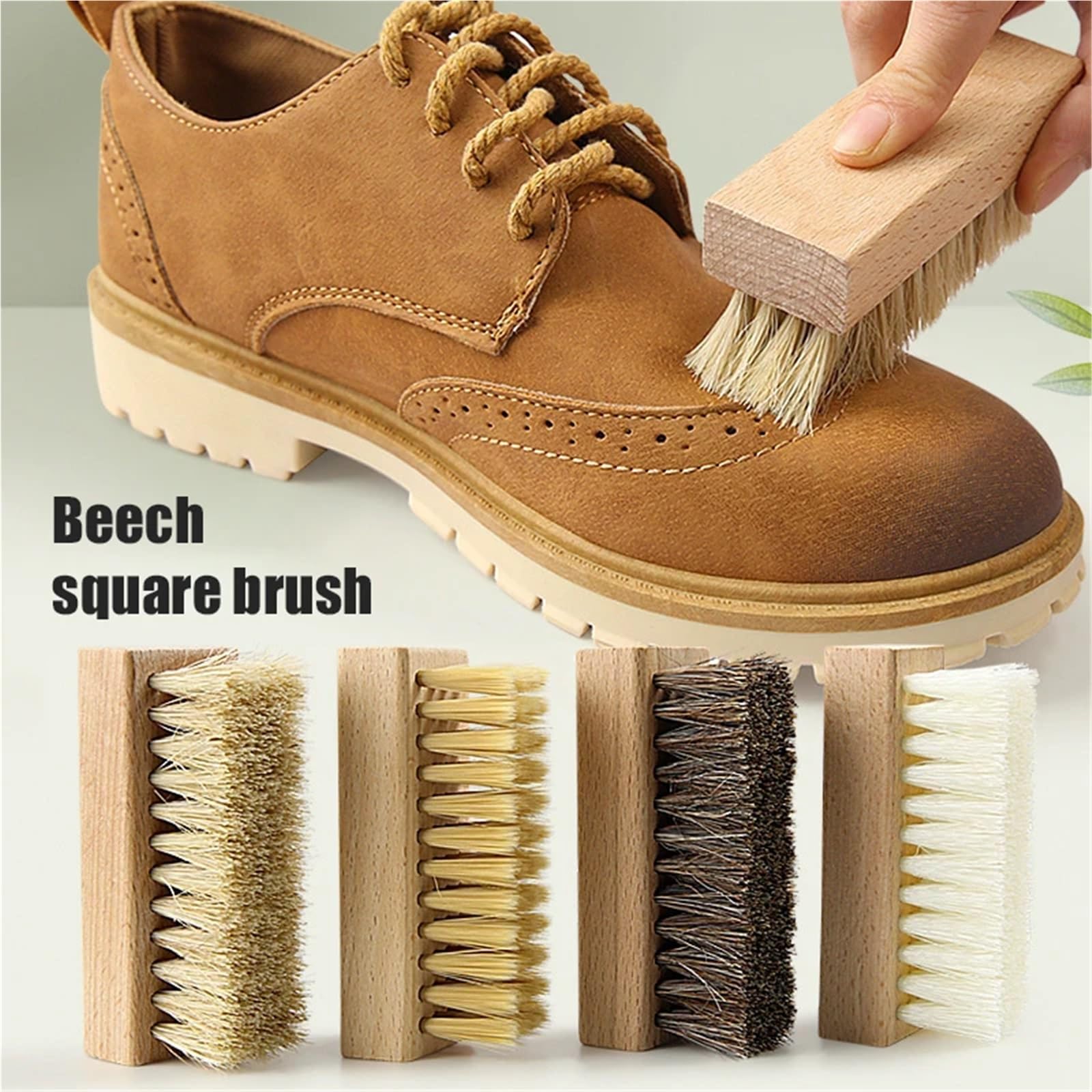 Borsten Schuhbürste for Hausschuhe Sneaker Bürste Schuhe Reinigungsbürsten Boot Pinsel Reiniger Holz Griff Schuhbürste Schuhbürste(Color 4)