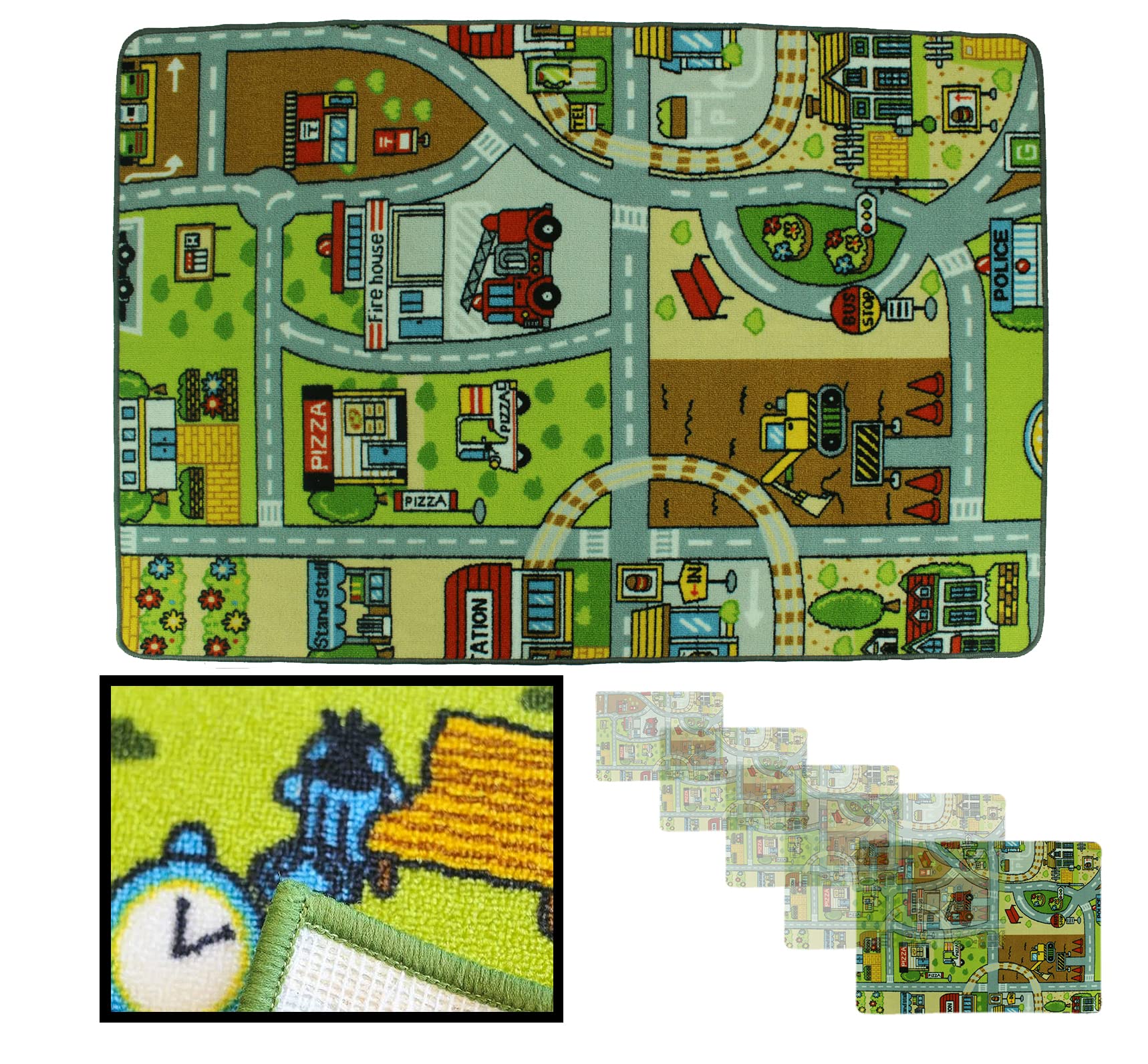LucaHome - Alfombra Infantil Carretera, Juegos, Ciudad, alcolchada - Alfombra Infantil Plegable - Alfombra Juegos Circuito Coches con Base Antideslizante - Alfombra Carretera Coches 200 x 300cm
