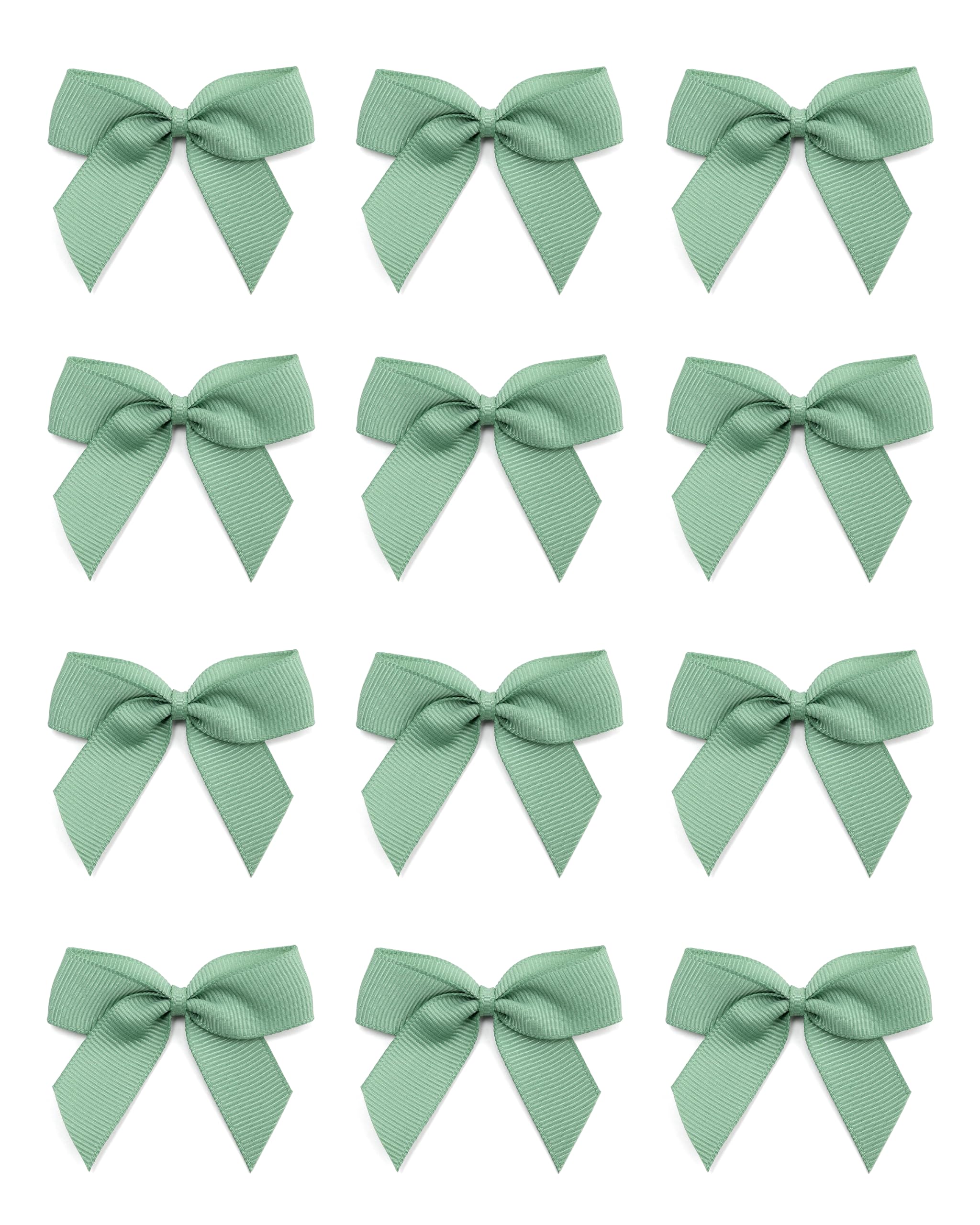 Italian Options Small Grosgrain Ribbon Bows, Self Adhesive Bows for Crafting, Gifts, Sewing, Hair Bow, Wedding Stationery, Floristry, Cakes, Crafts, Decorations, Sage Green, 24 Pack, 5cm