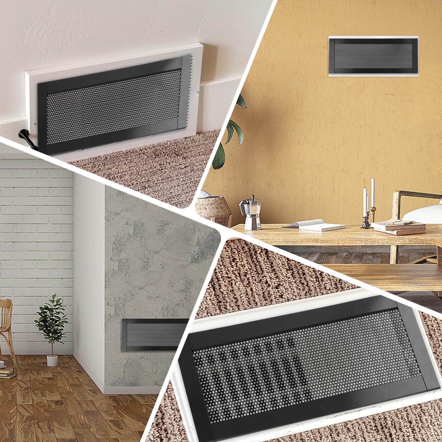 4P Magnetic Floor Vent Covers 4 x 10 Inch Air Vent Screen Cover Magnetic Floor Register Vent Covers Magnetic PVC Vent Mesh for Home Wall Ceiling Floor Catches Debris